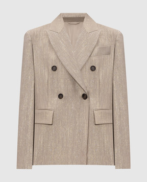 Brunello Cucinelli Beige double-breasted jacket with lurex MG5177241P