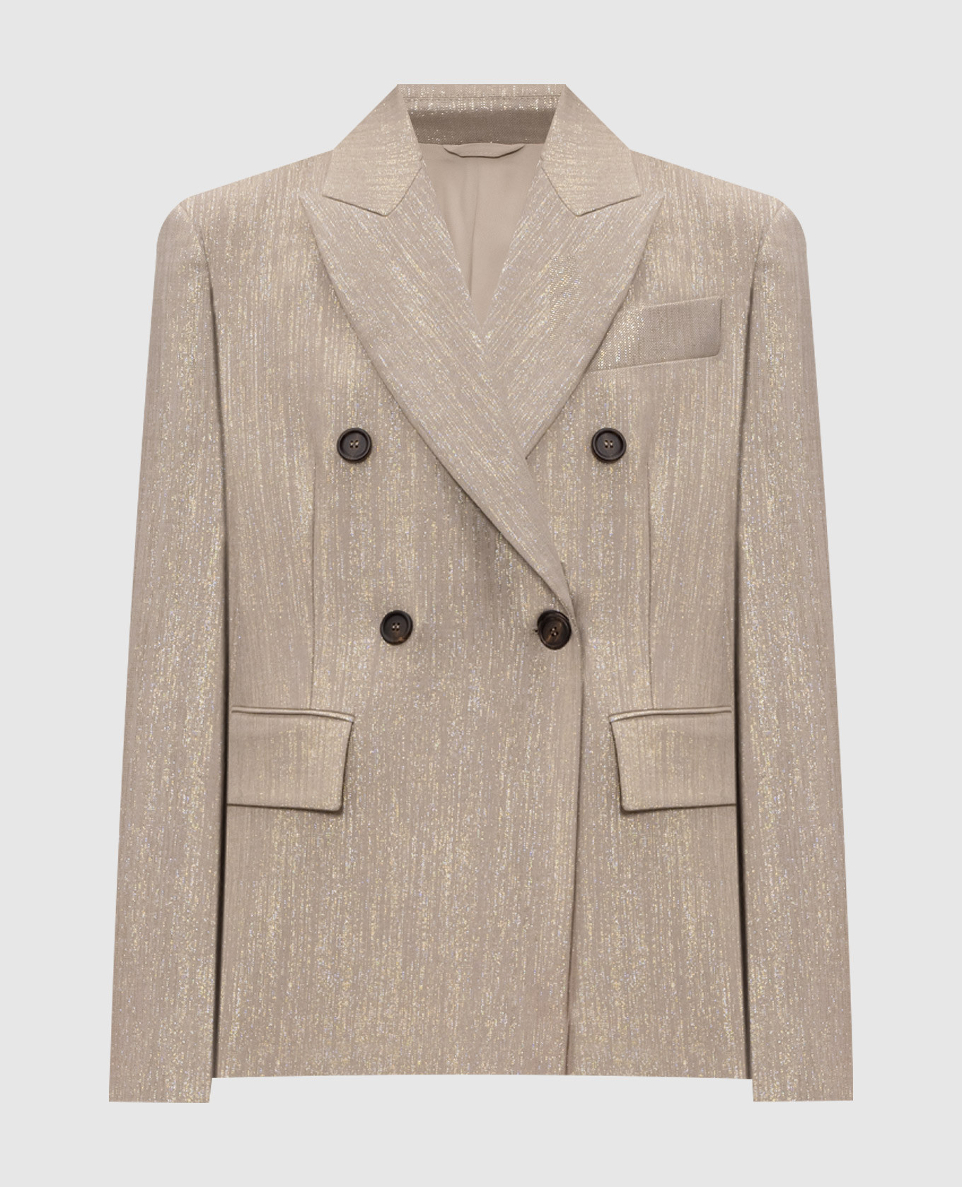 Beige double-breasted jacket with lurex