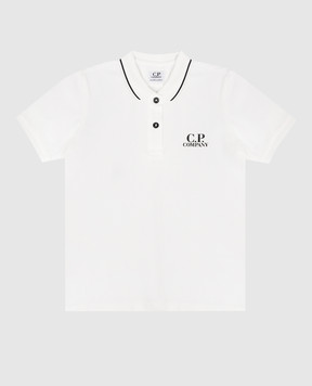C.P. Company Children's white polo shirt with logo print CUM00ZLFA0448