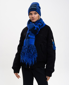 Off-White Blue wool check scarf OWMA06EF25KNI001