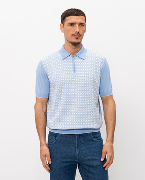 Stefano Ricci Blue polo with silk K414018P31F26269
