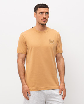 Dolce&Gabbana Brown T-shirt with monogram patch G8PV1ZG7P3N