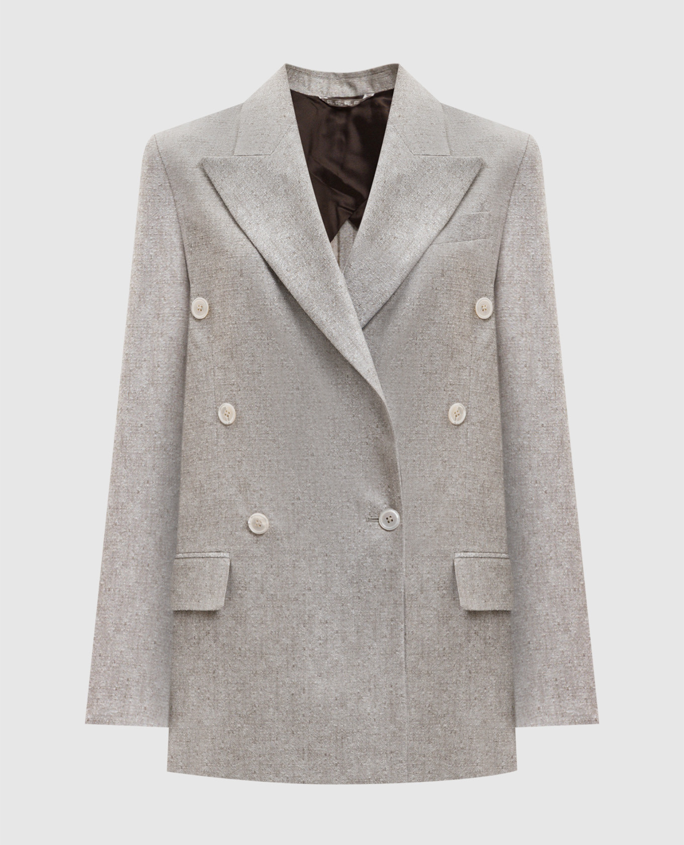 

Afrodite beige double-breasted silk and cashmere jacket Marco Pescarolo