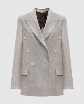 Marco Pescarolo Afrodite beige double-breasted silk and cashmere jacket AFRODITED5387