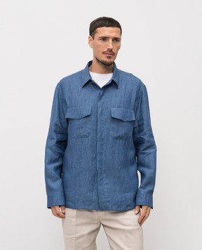 Canali Blue linen shirt AE0595831021