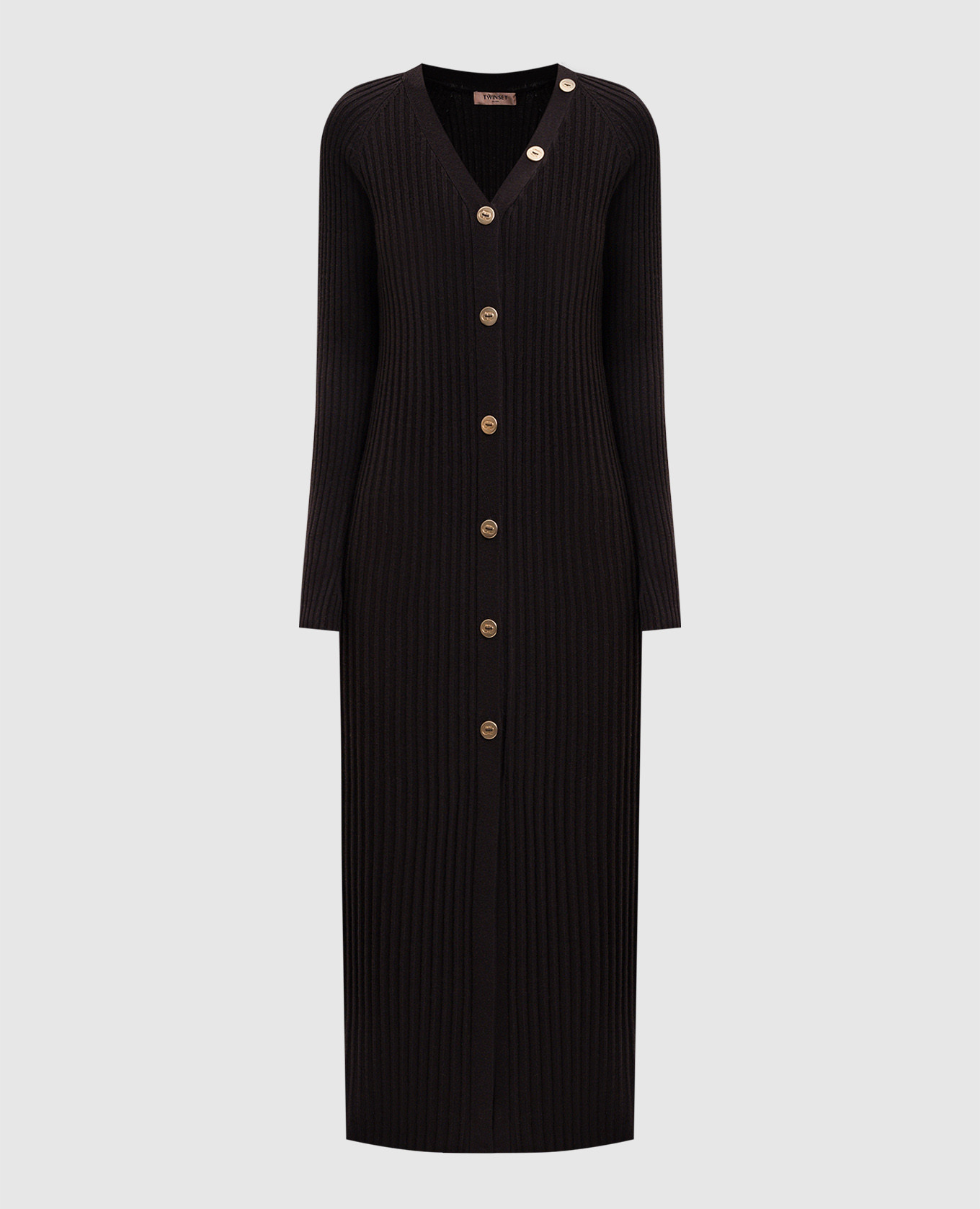 

Brown ribbed wool cardigan Twinset