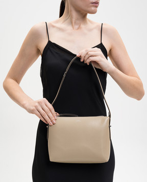 Toteme Beige Bevel leather bag with logo print 253WAL0090LE0025