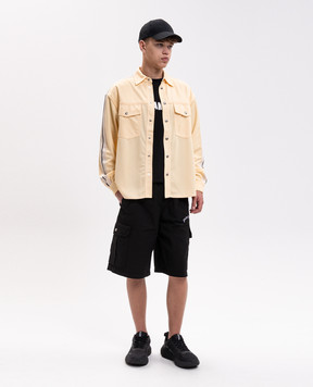 Palm Angels Black cargo shorts with logo embroidery PMCS012S26FAB002