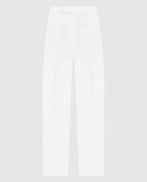 Brunello Cucinelli White linen pants with monil chain MH126P8292
