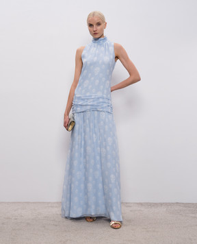 Alexander McQueen Blue Skull maxi dress 858541QCAMN