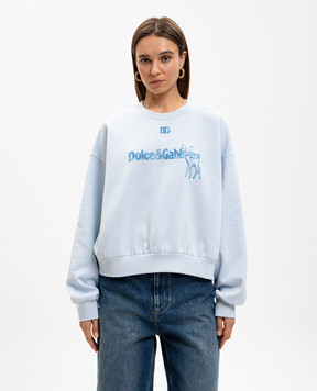 Dolce&Gabbana Blue sweatshirt with logo print F9Q92ZGDDM6