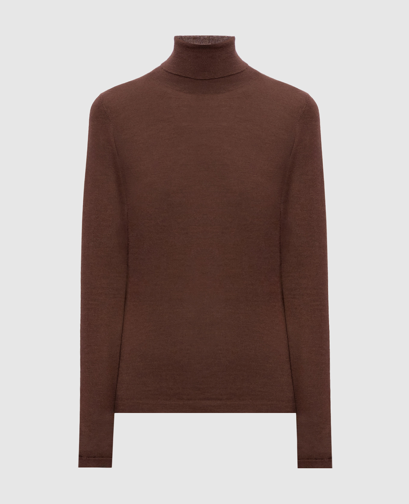 Brown cashmere and silk turtleneck