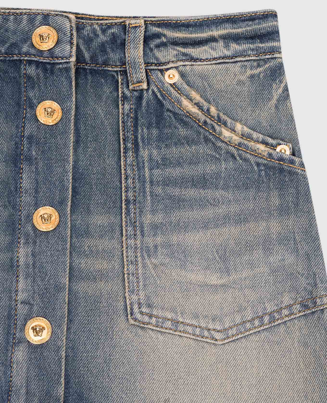 

Children's blue denim skirt with logo Versace