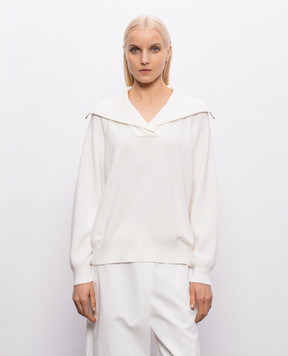 Brunello Cucinelli Ivory sweater with monil chain M19253202