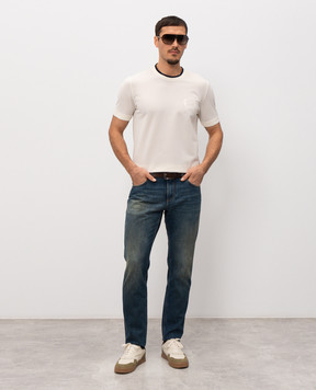 Dolce&Gabbana Ivory T-shirt with embroidered monogram logo G8SW4ZHU7WZ