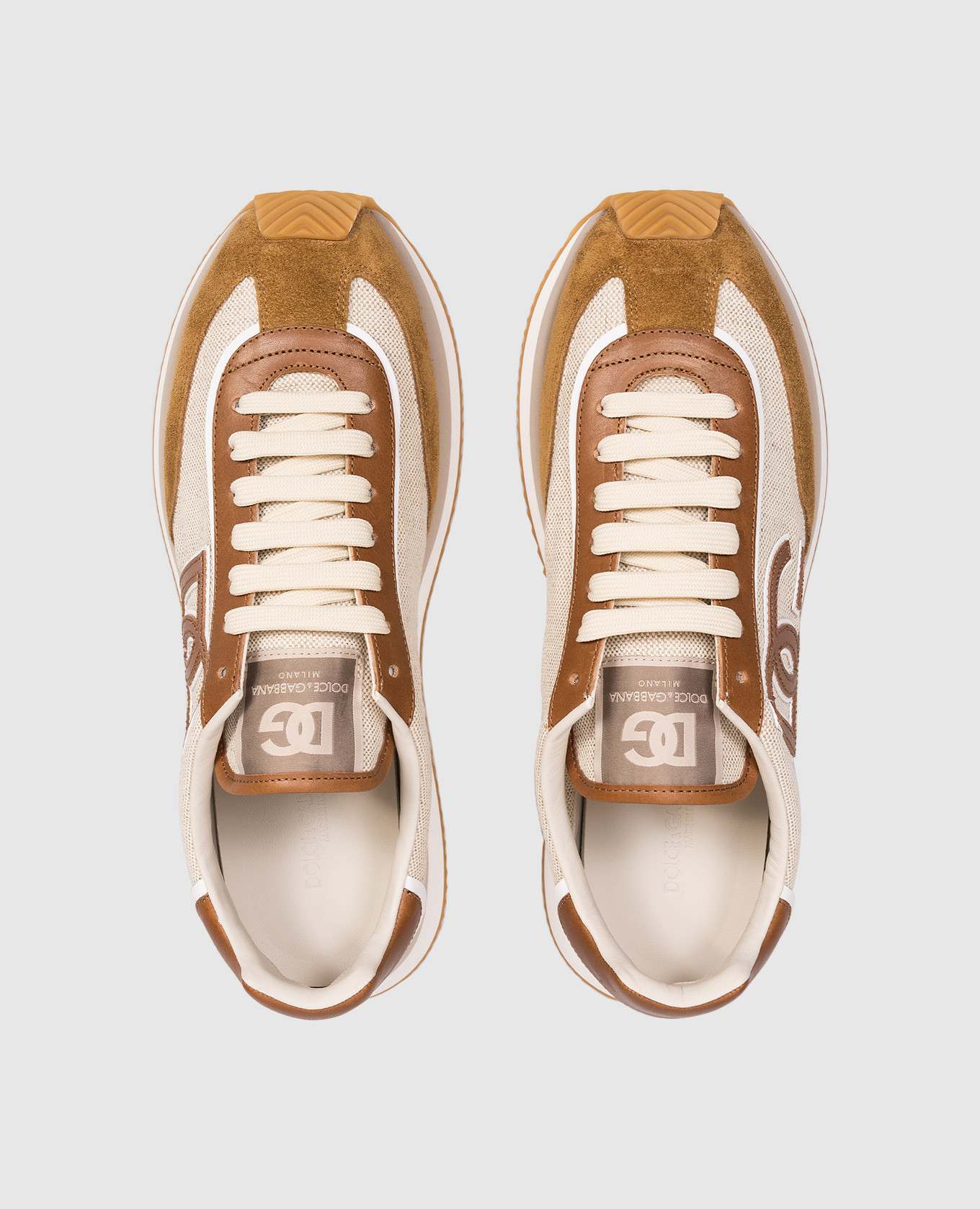 Beige combination sneakers with monogram patch Dolce&Gabbana 4