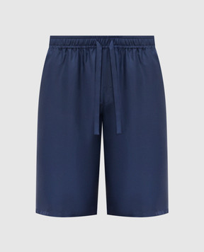 Dolce&Gabbana Blue silk shorts with monogram logo GV5MAZGK254