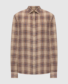 Agnona Beige linen check shirt TD09U2YQ3005