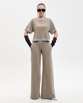 Off-White Brown Spray cropped T-shirt with logo print 2AA090S26JER004