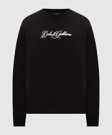 Black sweatshirt with logo embroidery