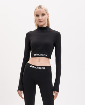 Palm Angels Black sports top with logo print PWVO014S26FAB001