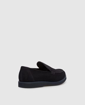 Doucal's Blue suede loafers with perforations DU3534POTEUY009