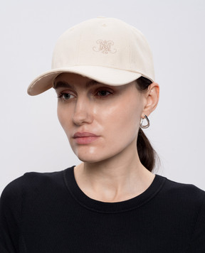 Max & Co Beige hemp cap with monogram embroidery MCABASEBALL