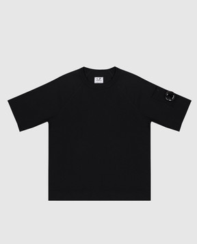 C.P. Company Children's black T-shirt with logo patch CMM00RLAA1748