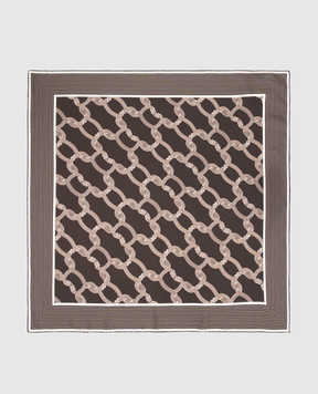 Agnona Brown printed silk scarf AS1203S4082