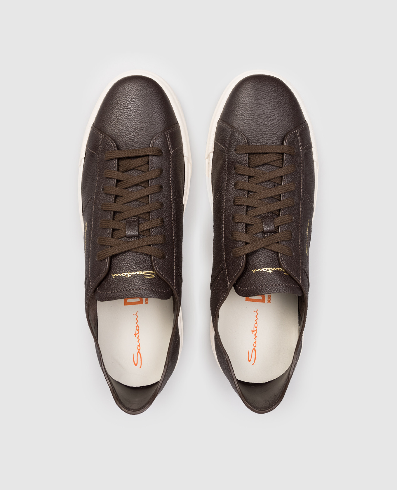 

Brown leather sneakers with logo Santoni