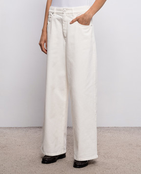 Brunello Cucinelli Ivory jeans with a monil chain M0H81P4075