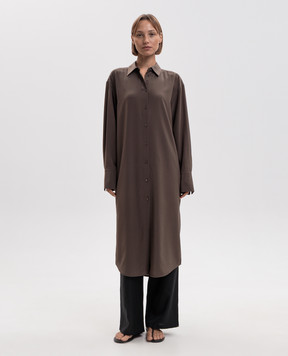 Toteme Brown silk shirt dress 263WRD0411FB0115