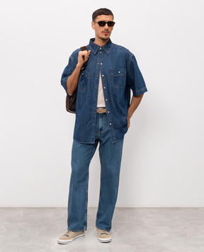 Dolce&Gabbana Blue denim shirt with metal plate G5OD3DG8OM1