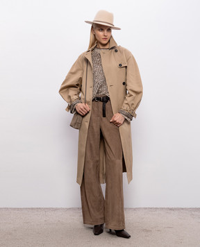 Brunello Cucinelli Brown silk blouse with lapels MPC59DE310