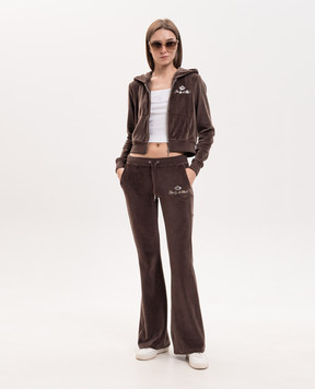 Sporty & Rich Juicy brown velour sweatpants PA067716689BR03