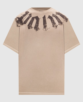 Palm Angels Brown T-shirt with logo print PMAA10DS26JER002