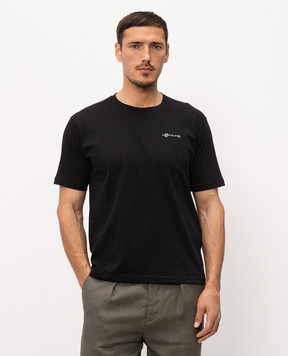 Officina 36 Black T-shirt with branded print CUPF73