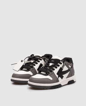 Off-White Out Of Office grey leather sneakers with logo OWIA259C99LEA012