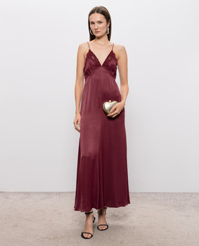 Twinset Burgundy dress with broderie embroidery 262TT2171