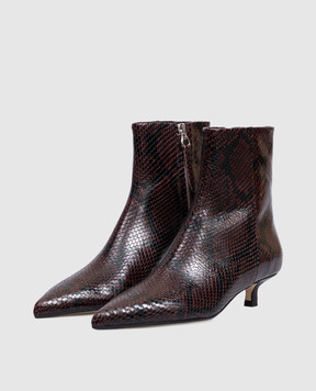 Aeyde Sofie burgundy leather ankle boots with reptile leather embossing AB0511006012226