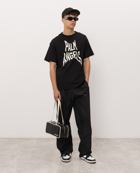 Palm Angels Black T-shirt with Distorted logo print PAMAA001JR016