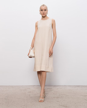 Peserico Beige linen dress with monil chain S0241102647