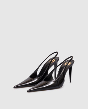Saint Laurent Black patent leather slingbacks GUERMANTES 8705051TVAN