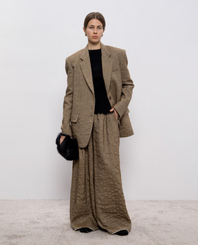 UMA WANG Brown double-breasted wool and linen jacket UW6058