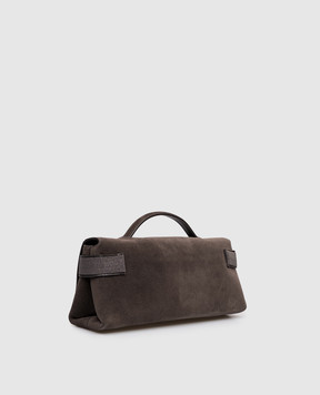 Brunello Cucinelli Brown suede clutch with chain MBDLB2815P