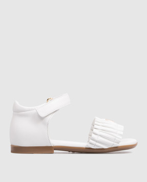 Dolce&Gabbana Children's white leather sandals with monogram logo D20113A1850