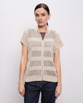Peserico Beige vest with sequins S99123F0509110
