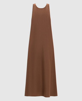 Solotre Brown dress with slits M1AB0099