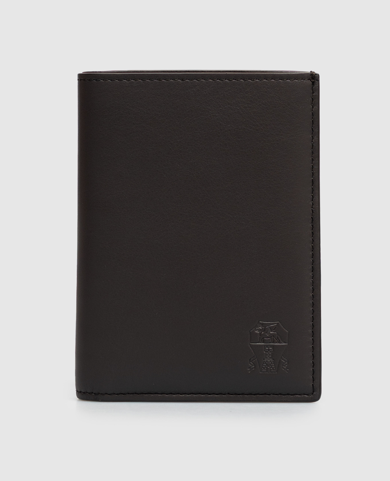 Brown leather passport cover Brunello Cucinelli