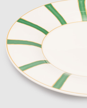Geminiano Cozzi 1765 White porcelain dinner plate Striche Verdi e Oro TTCMI00289036